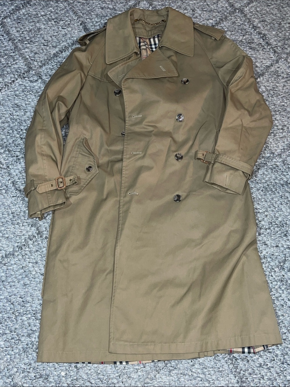 Men's Khaki Trench Coat - Classic Double-Breasted Style